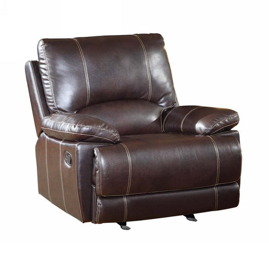 41" Brown Leather Match Recliner