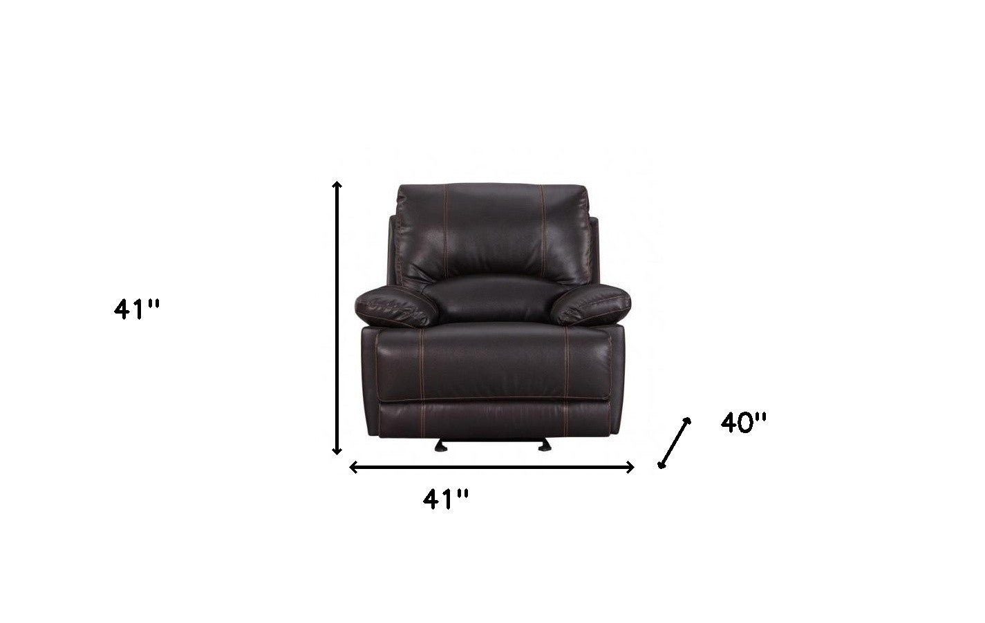 41" Brown Leather Match Recliner