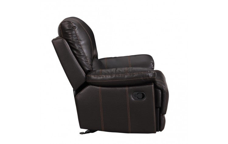 41" Brown Leather Match Recliner