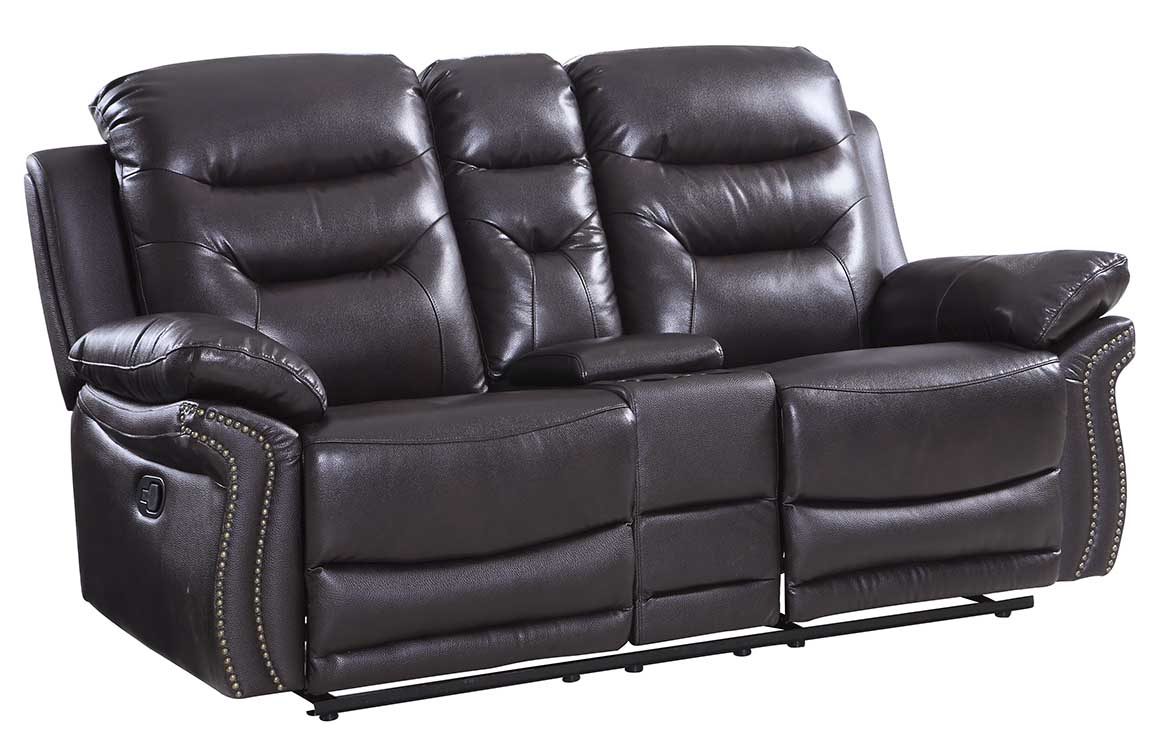 75" Brown Faux Leather Manual Reclining Love Seat With Storage