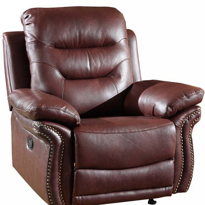 41" Burgundy Leather Match Recliner