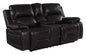 77" Brown Faux Leather Manual Reclining Love Seat With Storage