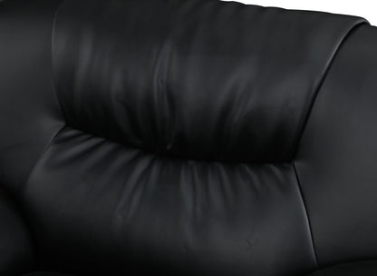 64" Black And Silver Faux Leather Loveseat