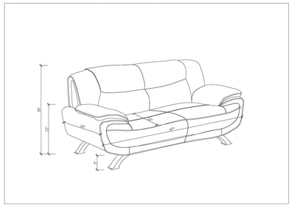 64" Black And Silver Faux Leather Loveseat