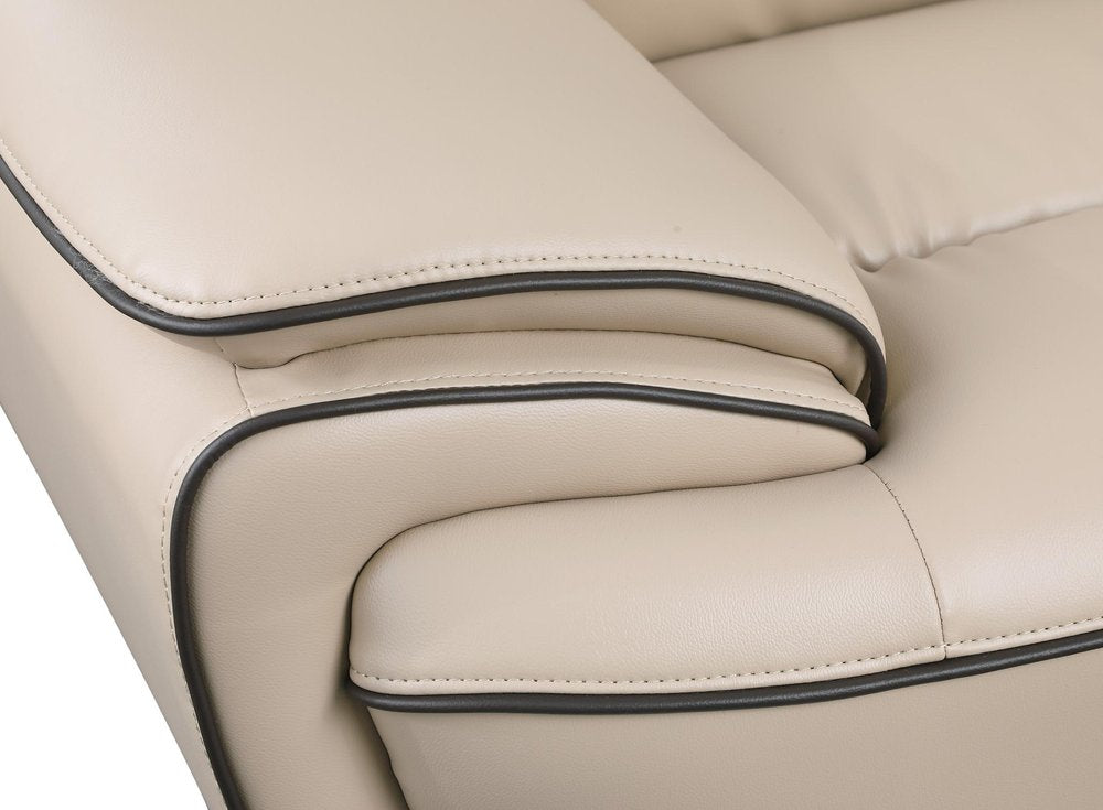 47" Beige And Silver Leather Match Club Chair