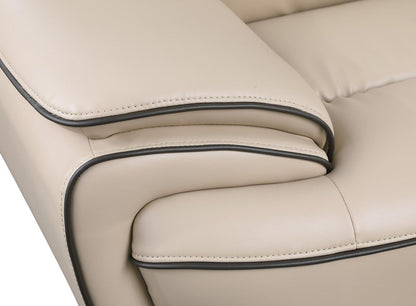 47" Beige And Silver Leather Match Club Chair