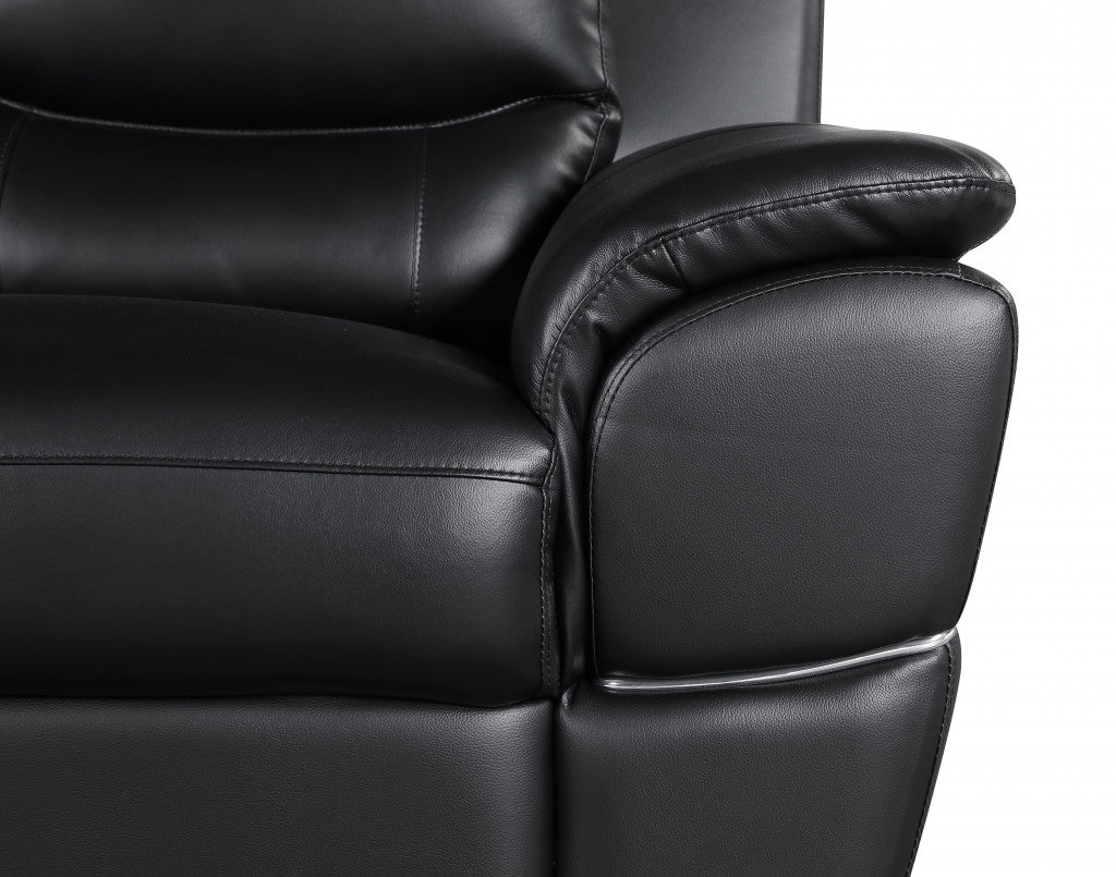 48" Black and Silver Leather Match Arm Chair