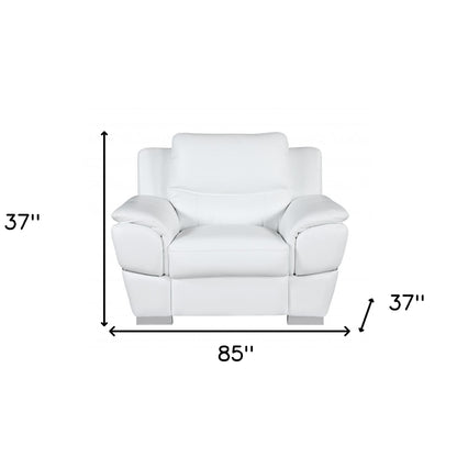 Three Piece Indoor White Genuine Leather Six Person Seating Set