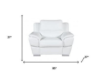 Three Piece Indoor White Genuine Leather Six Person Seating Set