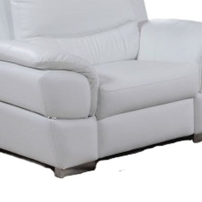 Three Piece Indoor White Genuine Leather Six Person Seating Set