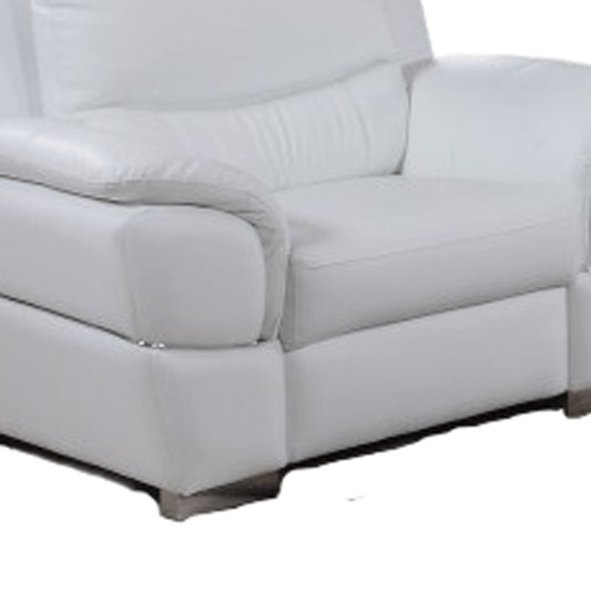 Three Piece Indoor White Genuine Leather Six Person Seating Set