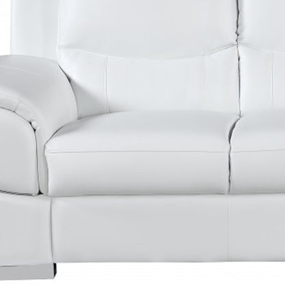 85" White Genuine Leather Sofa