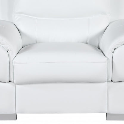 48" White And Silver Leather Match Club Chair