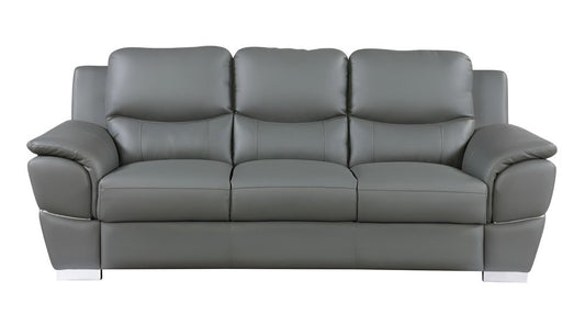 85" Gray Genuine Leather Sofa