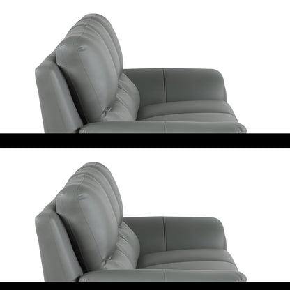 85" Gray Leather Sofa With Silver Legs