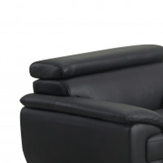 Three Piece Indoor Black Genuine Leather Six Person Seating Set