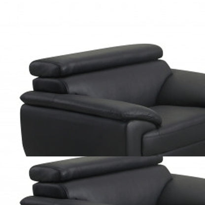 Three Piece Indoor Black Genuine Leather Six Person Seating Set