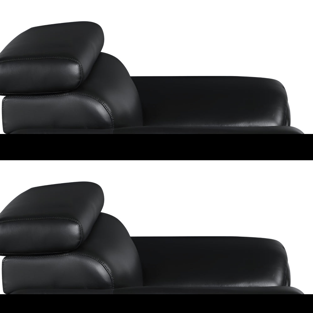 86" Black Leather Sofa With Silver Legs