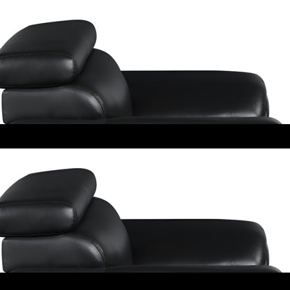 86" Black Leather Sofa With Silver Legs