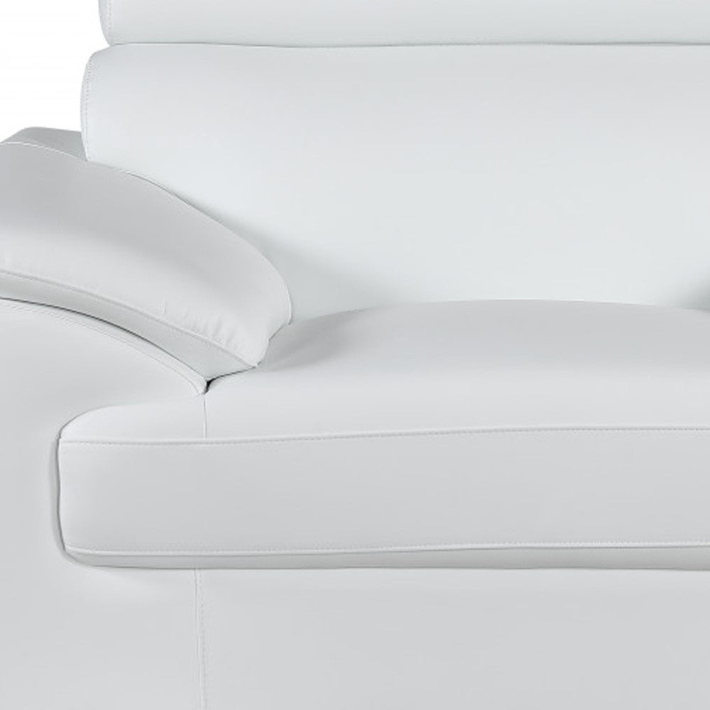 Three Piece Indoor White Genuine Leather Six Person Seating Set