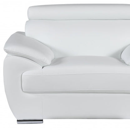 Three Piece Indoor White Genuine Leather Six Person Seating Set
