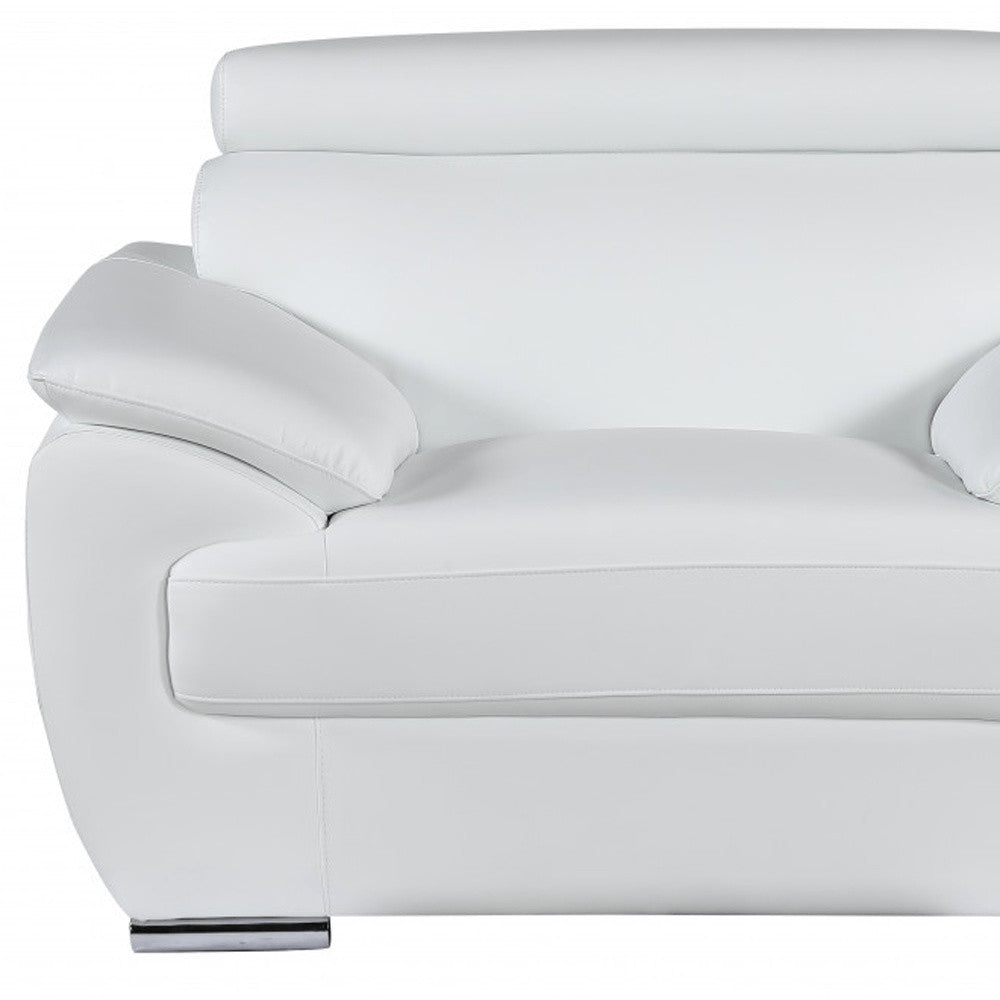 Three Piece Indoor White Genuine Leather Six Person Seating Set