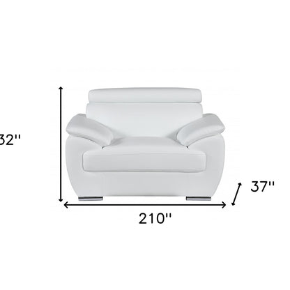 Three Piece Indoor White Genuine Leather Six Person Seating Set