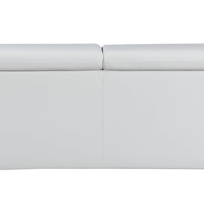 86" White Leather Sofa With Silver Legs