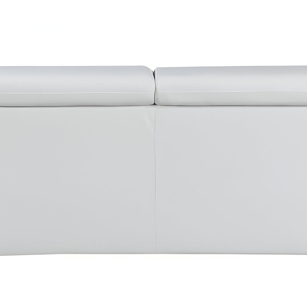 86" White Leather Sofa With Silver Legs