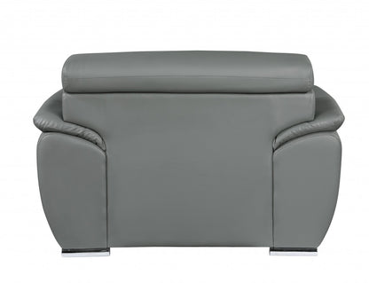 32" To 38" Grey Captivating Leather Chair