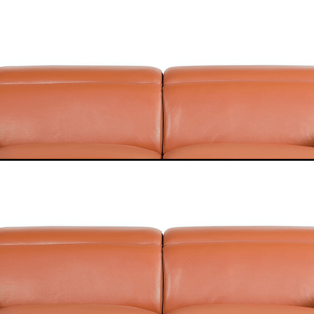 89" Camel Italian Leather Sofa With Silver Legs