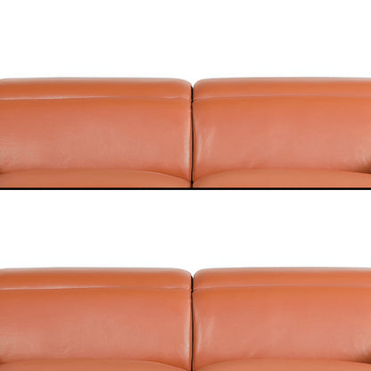 89" Camel Italian Leather Sofa With Silver Legs