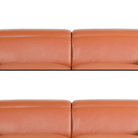 89" Camel Italian Leather Sofa With Silver Legs