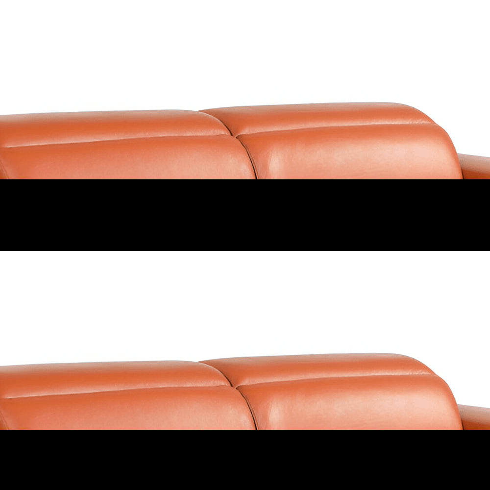 89" Camel Italian Leather Sofa With Silver Legs