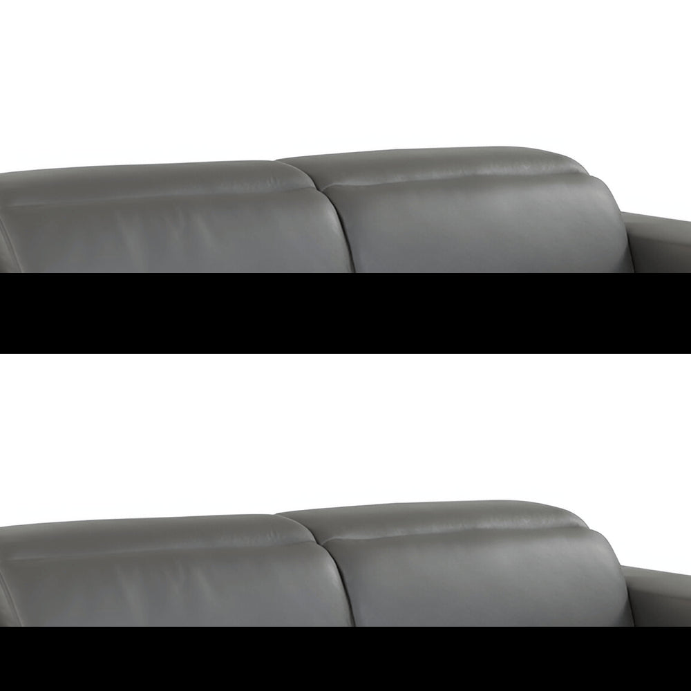 89" Dark Gray Italian Leather Sofa With Silver Legs