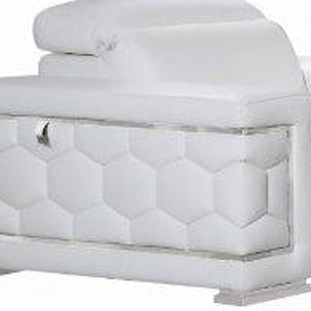 Three Piece Indoor White Italian Leather Six Person Seating Set