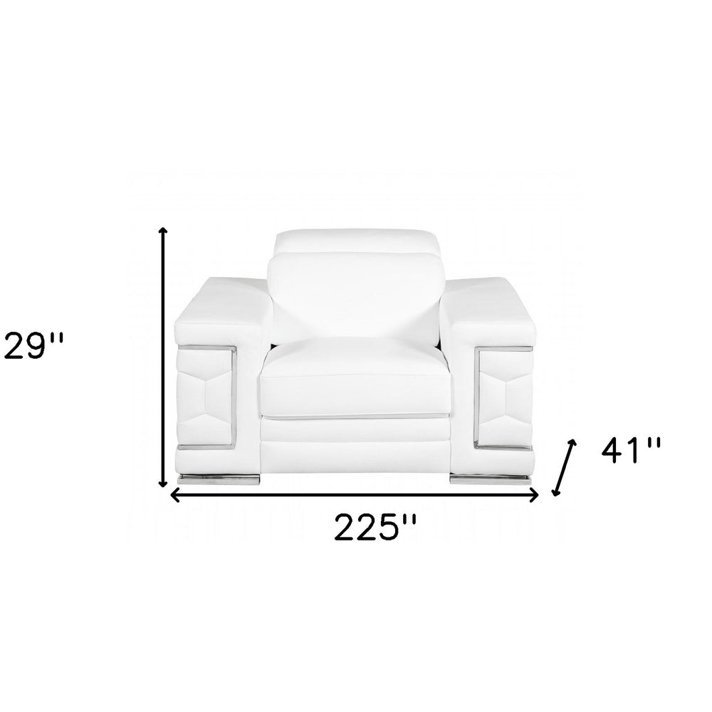 Three Piece Indoor White Italian Leather Six Person Seating Set