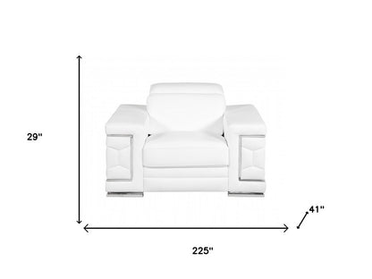 Three Piece Indoor White Italian Leather Six Person Seating Set