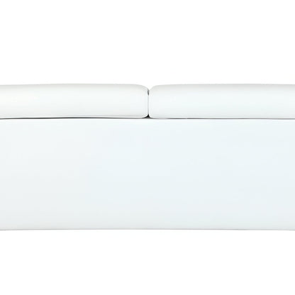 89" White Italian Leather Sofa With Silver Legs