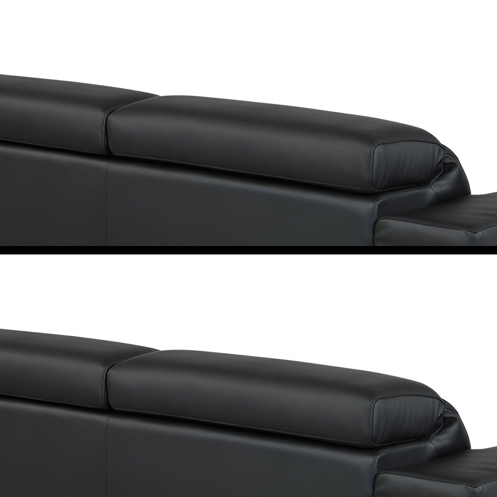 89" Black Italian Leather Sofa With Silver Legs