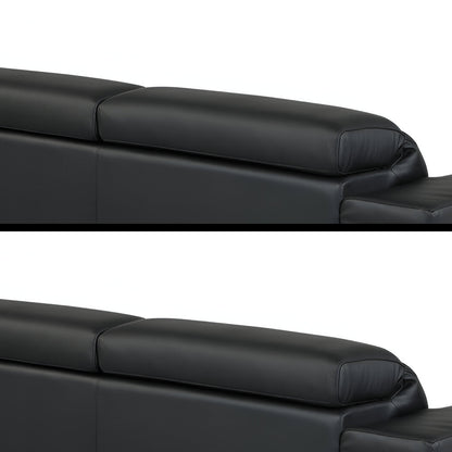 89" Black Italian Leather Sofa With Silver Legs