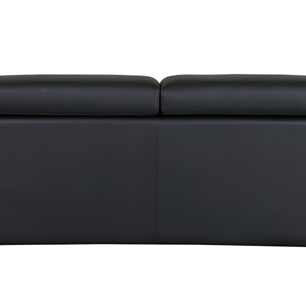89" Black Italian Leather Sofa With Silver Legs