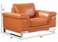 Three Piece Indoor Camel Italian Leather Six Person Seating Set