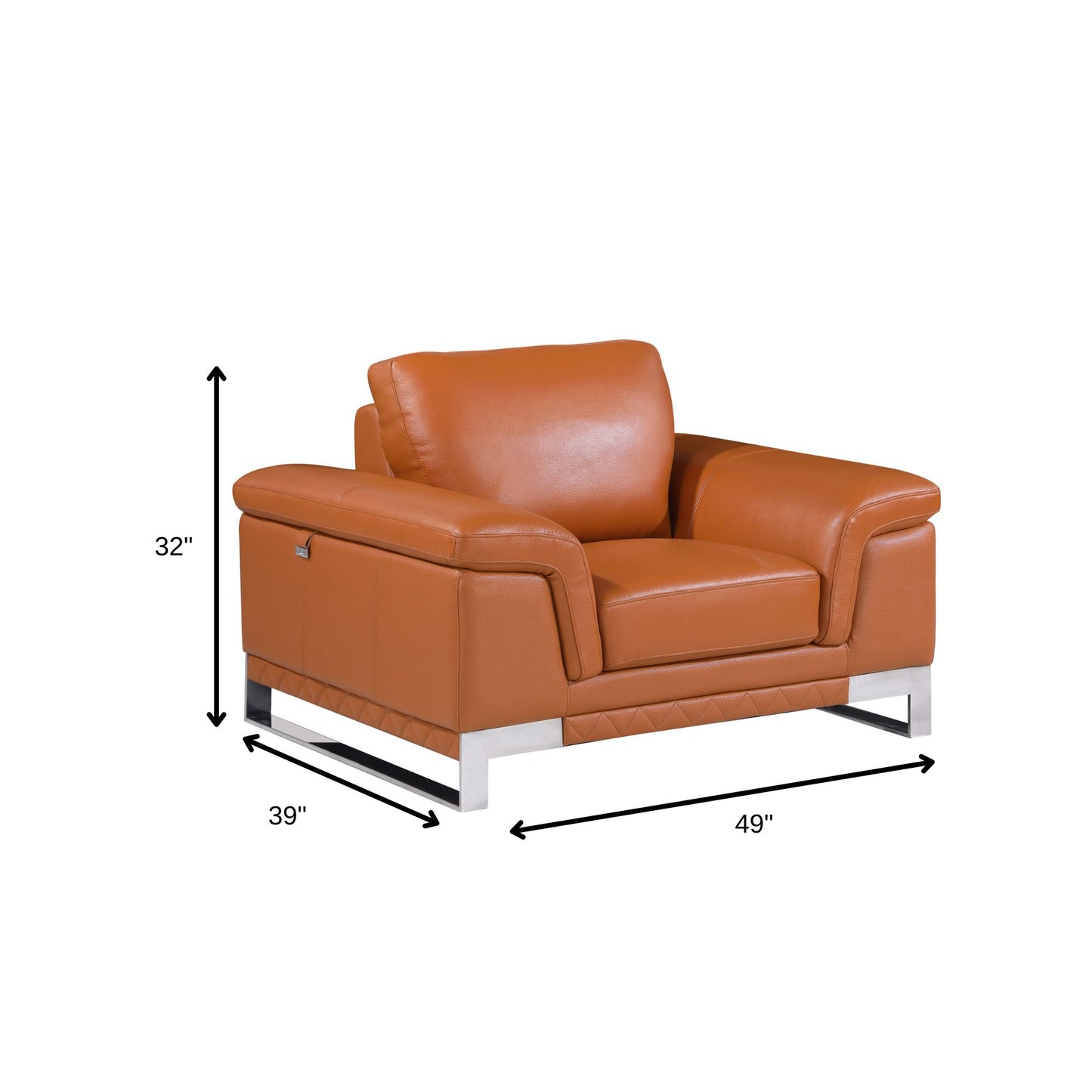 Three Piece Indoor Camel Italian Leather Six Person Seating Set