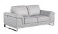 73" Light Gray And Silver Genuine Leather Loveseat