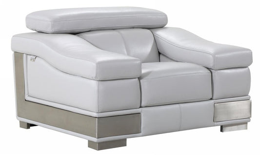 49" Gray Genuine Leather Arm Chair