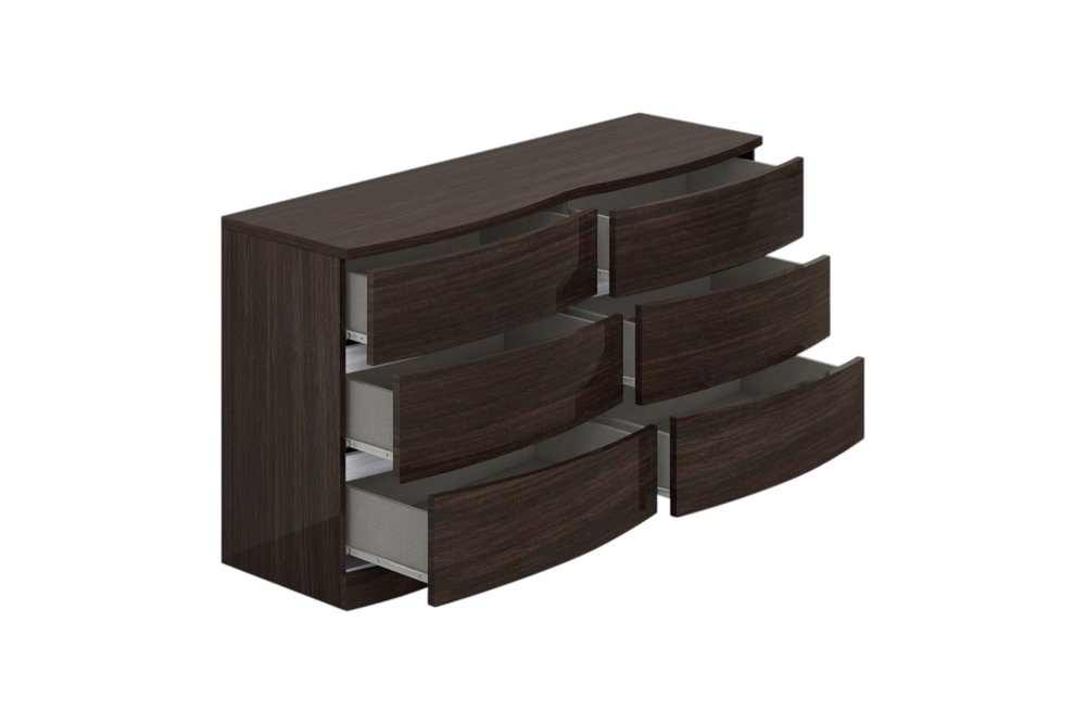59" Brown Solid Wood Six Drawer Double Dresser