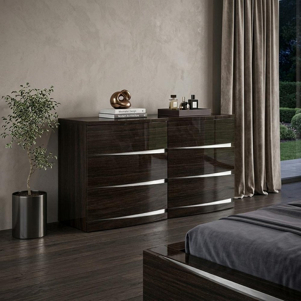 59" Brown Solid Wood Dresser