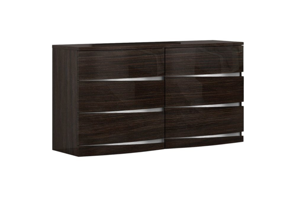 59" Brown Solid Wood Six Drawer Double Dresser