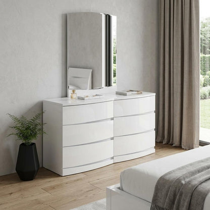 59" White Solid Wood Dresser